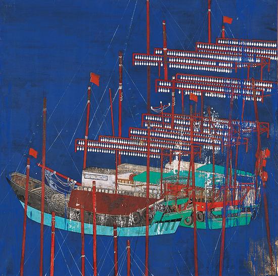 张云龙  泊 之一  68cm x 68cm  纸本