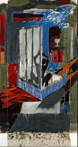 吕佩尔兹，《淋浴间II》，198x103，纸本油画，1982