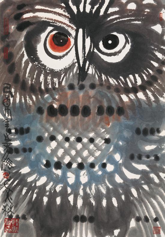 3-Chinese painting-owl