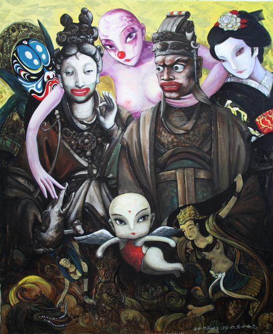 《一团和气》,油画,150X120cm
