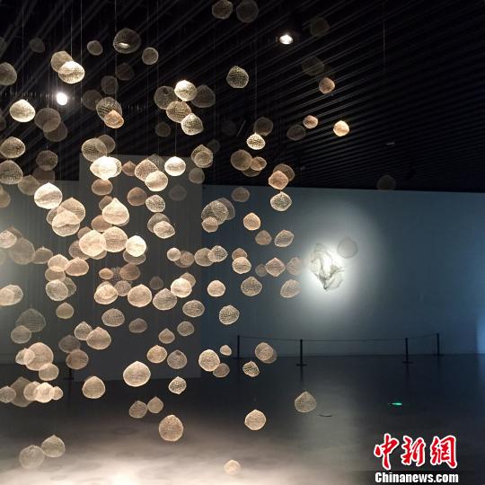 墨西哥著名当代雕塑家哈维尔·沃尔斯基的中国首展《Pneuma：气与灵》28日在上海刘海粟美术馆揭幕。　王笈　摄