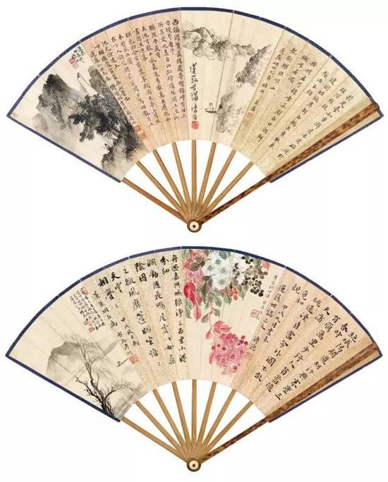 Lot 345
溥心畬、启 功、溥 伒等 书画集锦扇