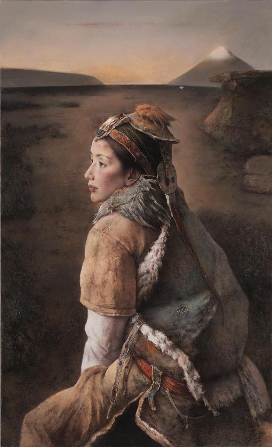 山谷之晨Volley in Morning 布面油画(Oil on Canvas).2014,147x90cm