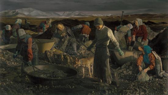 顾天龙乌金淘客  Ugyen Digger 160x280厘米，2013-2014年布 面油画(Oil on Canvas)