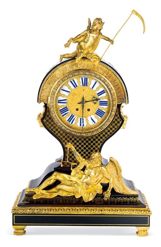 十九世纪 法国“真爱永恒”鎏金嵌玳瑁座钟