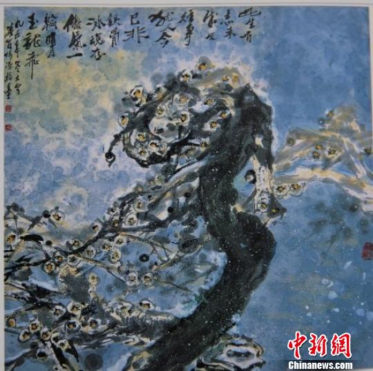 刘伯骏指墨绘画作品。　钟欣　摄1