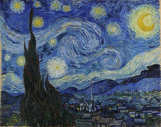 文森特·梵·高，《星空》（The Starry Night，1889）。图片：Courtesy the Museumof Modern Art