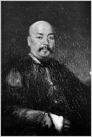 《自画像》,关乔昌,又称蓝阁或林呱(1801~1854),师从于英国人乔治·钱纳利,是18世纪广东外销油画重要画家。