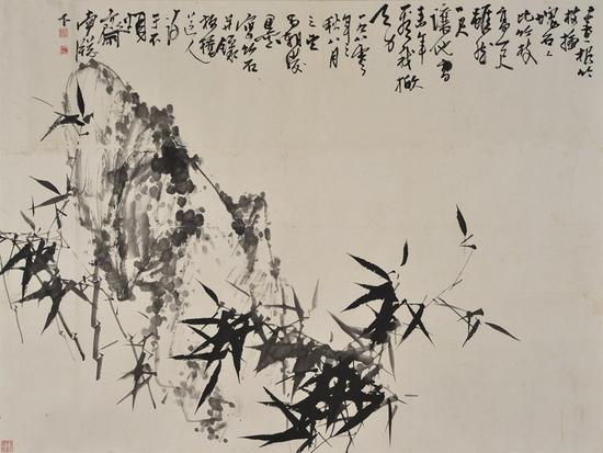 画根竹枝插块石 100cm×132.5cm 1980年