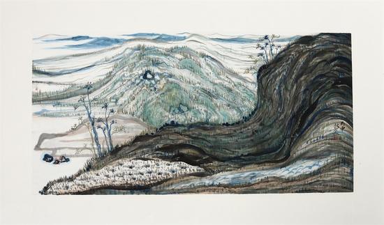 林淼 《山水小品》69x34.5cm，纸本水墨，2016年
