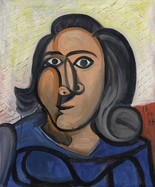 毕加索《女子半身像》，1943年作，快分手时候的朵拉·玛尔，11月16日，在佳士得纽约拍卖