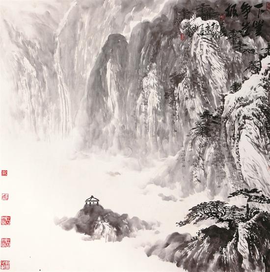 《下笔争造极》中国画  122cm×122cm  刘人岛