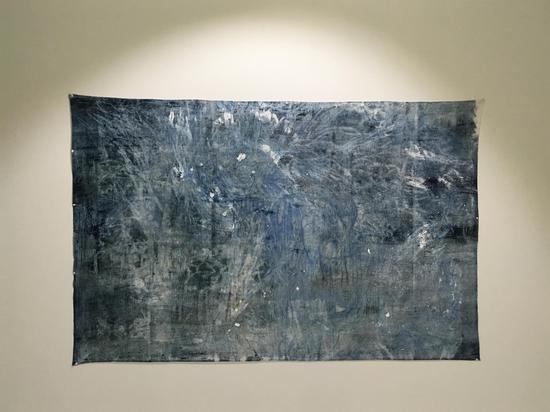 “家书”之“村支书在月夜” 2014 混纺上油画、喷漆 158.5x151cm