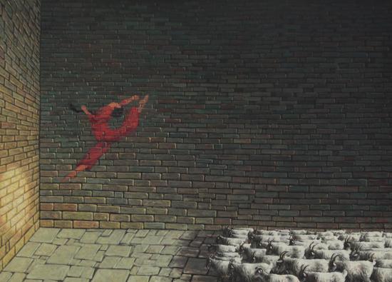 Zhang Linhai 张林海，沙盘系列 Sandbox Series, 104x147cm, Oil on Canvas, 2011