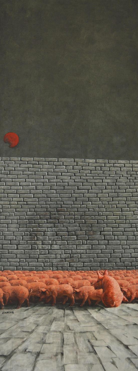 Zhang Linhai 张林海，沙盘系列 Sandbox Series, 180x70cm, Oil on Canvas, 2012