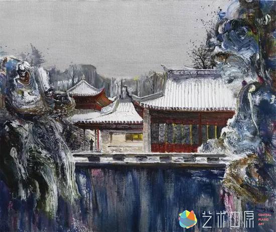 宇《雪落岳麓书院》100x120cm 布面油画  2016