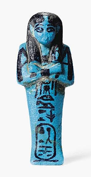 第三中间期第21王朝，约公元前1070-1032年

埃及彩陶像 荷努特塔威王后的沙伯替

高12.2cm