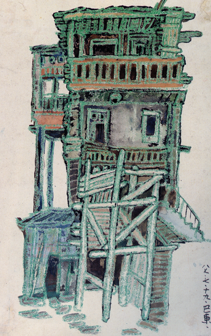 湘西土家族民居（1987年）水彩