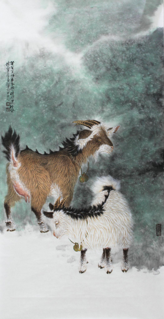 《羊羊呈祥》136×68cm