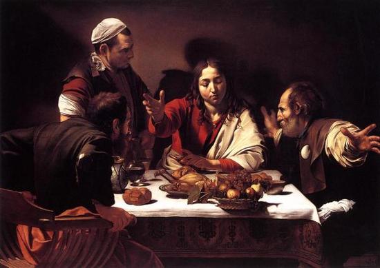 卡拉瓦乔作品《以马忤斯的晚餐》（1601-1602），收藏于英国国家美术馆