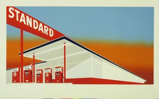 爱德华•鲁斯查作品， 《标准加油站》（Standard Station）， 1966年。