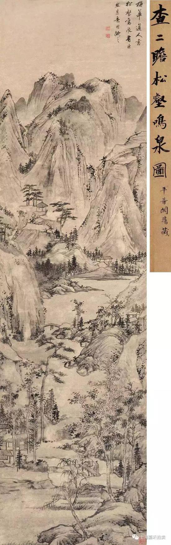 查士标（1615-1698） 松壑鸣泉图

　水墨纸本立轴