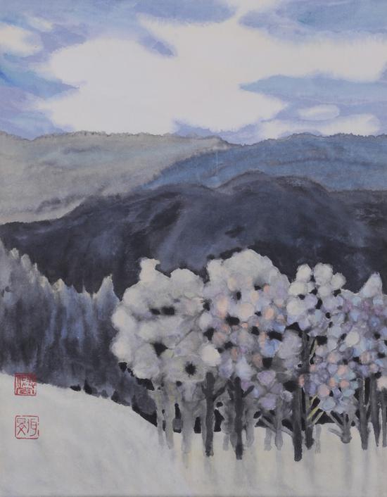 杨佴旻《山》 43 x 35cm 2001年 纸本设色作