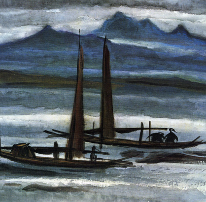 林风眠，《江上即景》（1940）纸本彩墨