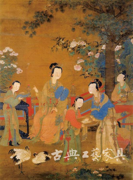 图4 明中晚期 《金盆捞月图轴》局部（上海博物馆藏）