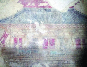 咸阳市文保中心库房中唐代韦贵妃墓的《门阙建筑图》