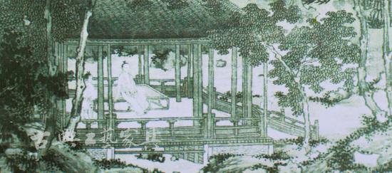 图2 元代 盛懋（1330-1369年）《山居纳凉图》局部，手卷轴绢本设色，纵120