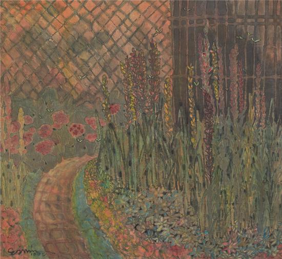 以莫奈作品为蓝本的风景 77X83cm 1995 纸本设色