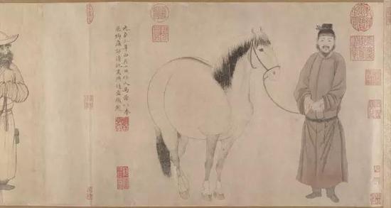 赵孟頫、赵雍、赵麟,《吴兴赵氏三世人马图》,元