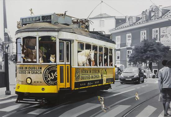 《Three Lemurs vacation in Turkey》 ,Oil on canvas ,145x100cm ,2016