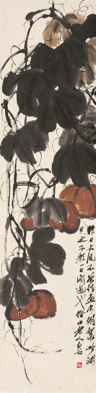 南瓜 139×34cm 纸本设色 无年款