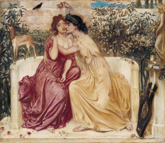 Simeon Solomon，《Sappho and Erinna in a Garden at Mytilene》（1864）。图片：Courtesy Tate