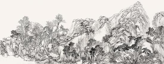 明清山水系列  纸本水墨  145x365cm  2013年