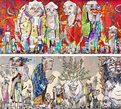 村上隆《五百罗汉》。图片来源于网络