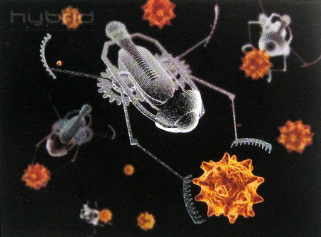 ▲ Jeff Johnson创作的纳米机器人《病毒发现者》想象画