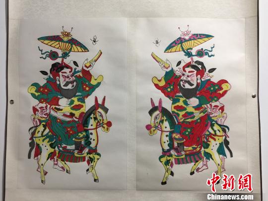 苏州桃花坞年画《财神驾到》，作者是房志达。　曾洁　摄