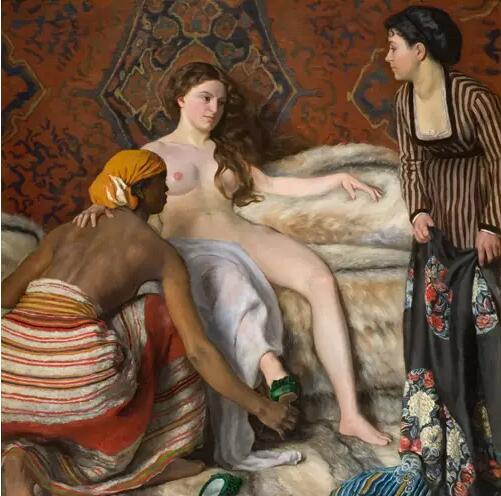 　　弗雷德里克·巴吉尔(FrédéricBazille)的拔士巴，《浴室》(LaToilette，1870)—— 这些其他的身体作为“身体”坐在这里，它已经迷失。