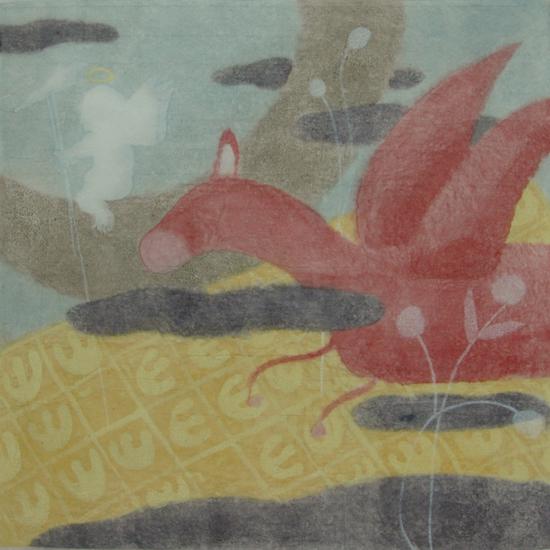 《红马与白天使》 水印版画 2008