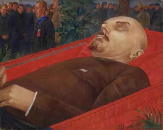 Kuzma Petrov-Vodkin—By Lenin’s Coffin, 1924.