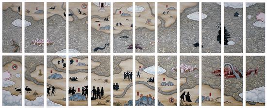 《大水》2006，布面丙烯，267×677cm