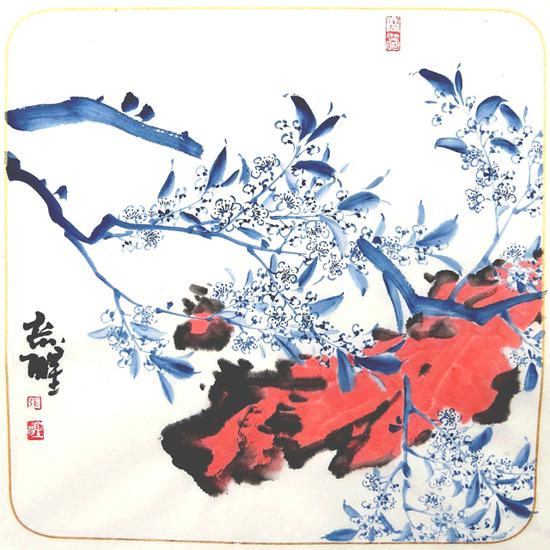 张彦醒，寻香，纸本设色，38x38cm