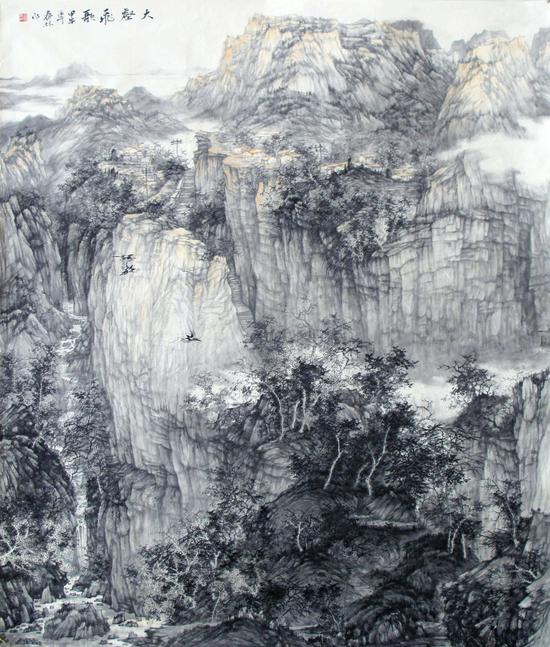 曲春林 《大壑飞歌》河南省12届美展金奖 入选国展 220cm x 190cm 2014年作