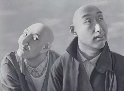 　　方力钧 《系列一之五》 81×100cm 布面油画 1990-1991 以1840万元成交于2016北京保利秋拍。图片源自网络