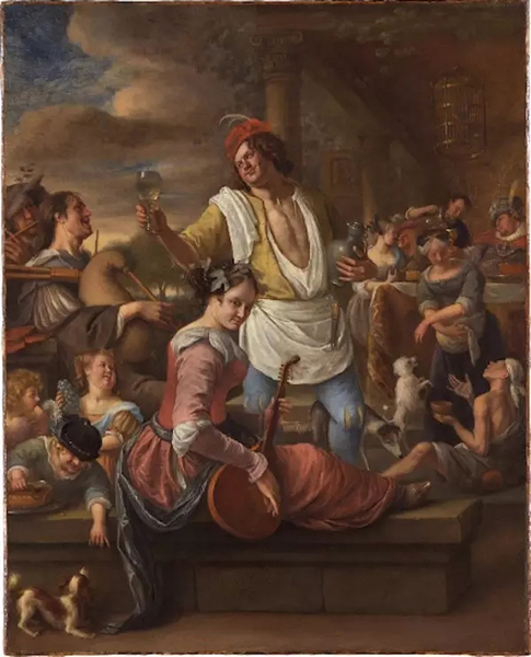 Jan Steen(1626-1679)作品《拉扎鲁斯和富人》,莱顿收藏