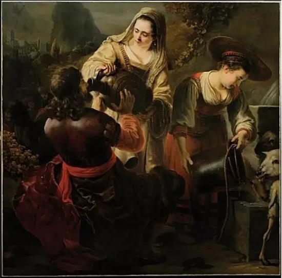 费迪南德·波尔《瑞贝卡和伊莉莎在井边》(约1645-1646)，莱顿收藏