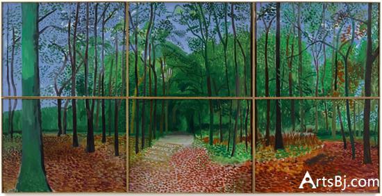 大卫·霍克尼,《Woldgate森林,2006年10月24,25,26日》。预估价900万至1200万美元。图片:Courtesy Sotheby‘s